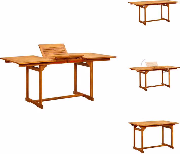 vidaXL Tavolo da pranzo da giardino (120-170)x80x75 cm in legno massiccio di acacia - Tavoli da giardino
