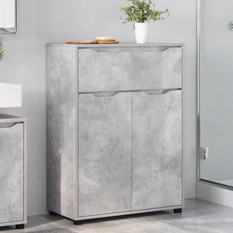Mobile da bagno moderno vidaXL in MDF e plastica, colore grigio cemento, L: 72,5 cm, P: 36,5 cm, H: 100 cm