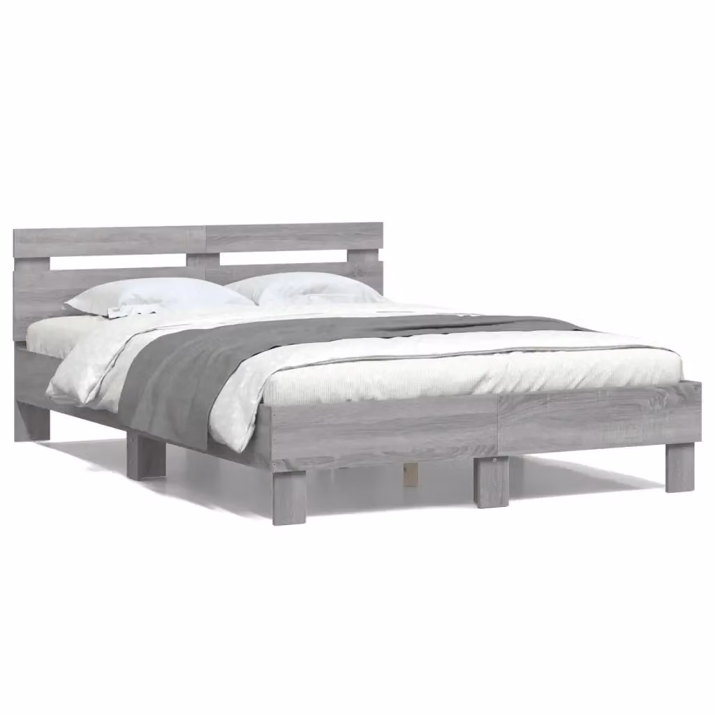 Letto con testiera Sonoma grigio vidaXL in legno multistrato L 120 x P 200 cm – 2