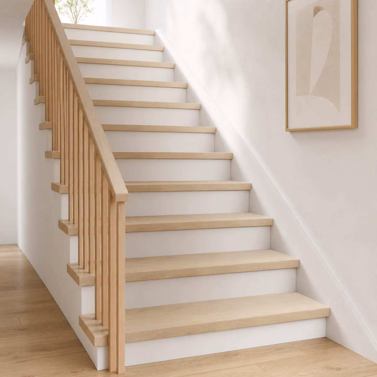Set di 8 gradini per scale vidaXL in legno, colore bianco, L 80 x P 25 x H 2 cm