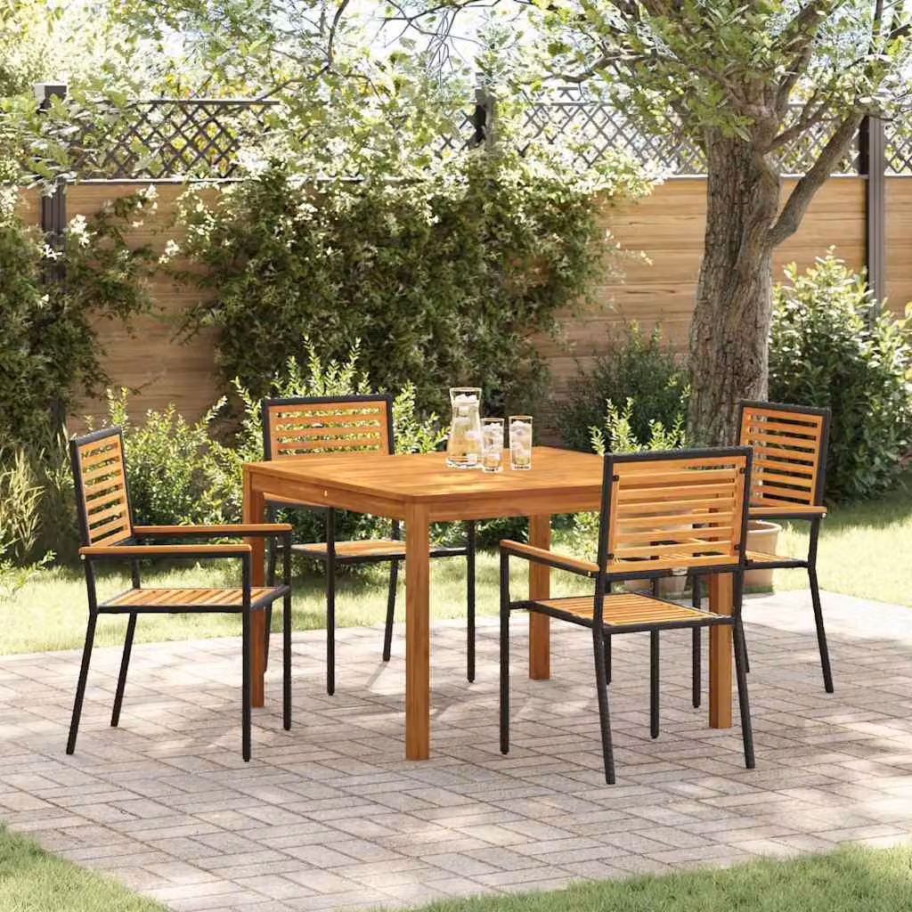 Maison Exclusive - Set da pranzo per esterno, 5 pezzi, legno massello di acacia nero