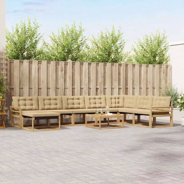 Set di divani da esterno 9 pz Bianco e Beige 3388999