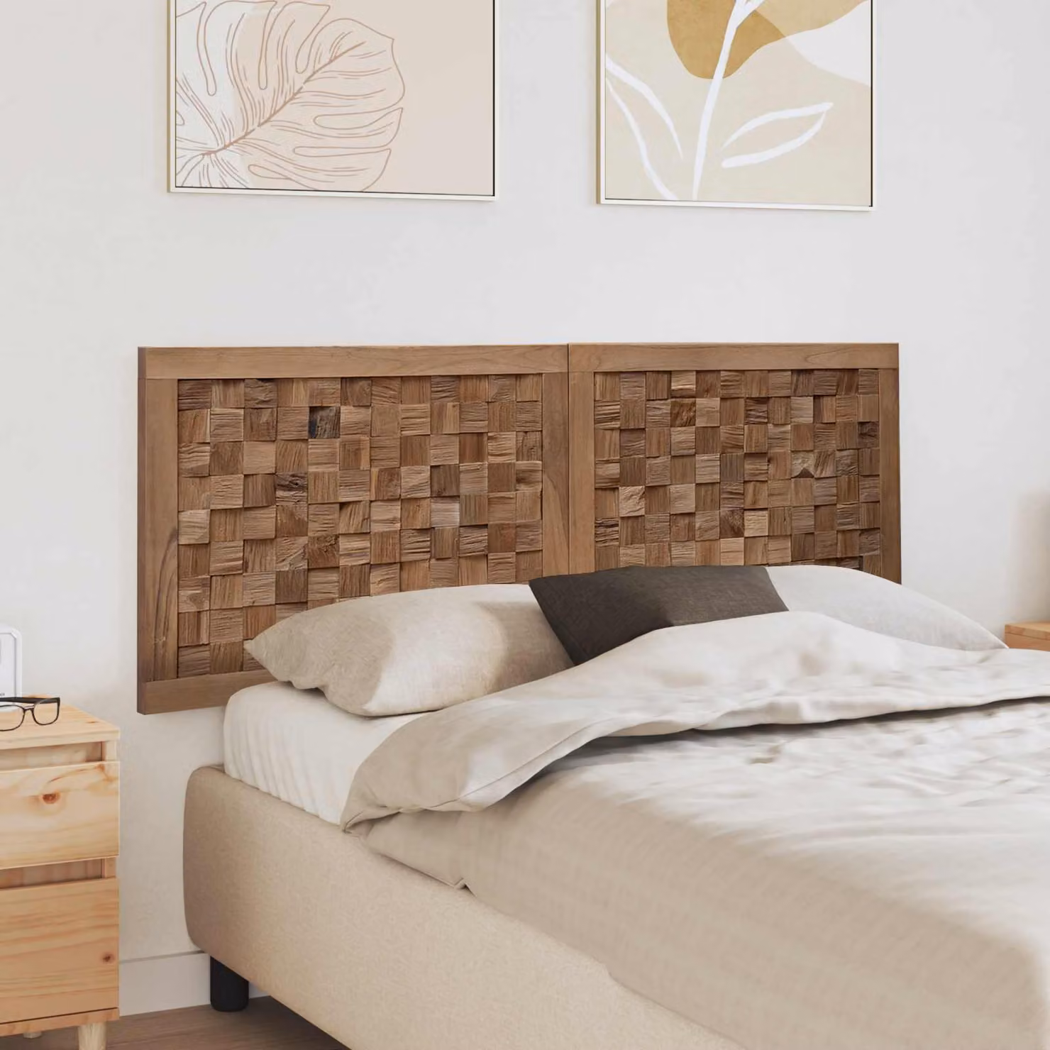 Testiera del letto vidaXL in legno di teak solido naturale stile rustico L: 140 cm, H: 55 cm, P: 9,96 cm