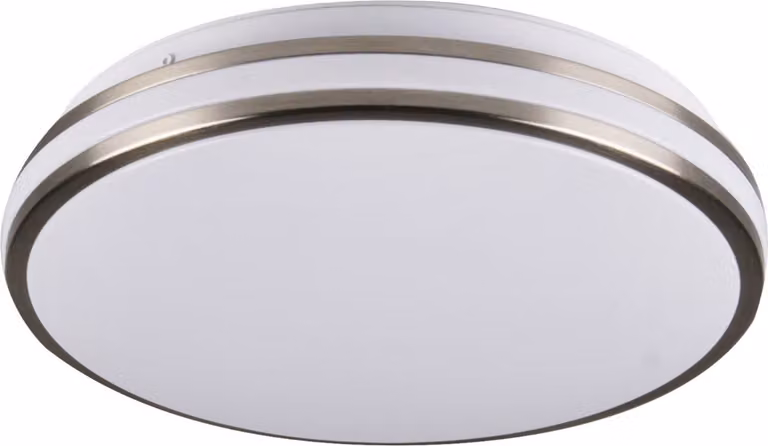 Plafoniera LED rotonda ORBIT nichel-bianco 15W, luce bianca neutra 1600 lm, plastica, dimensioni: 7x28x28 cm, IP20, Polux