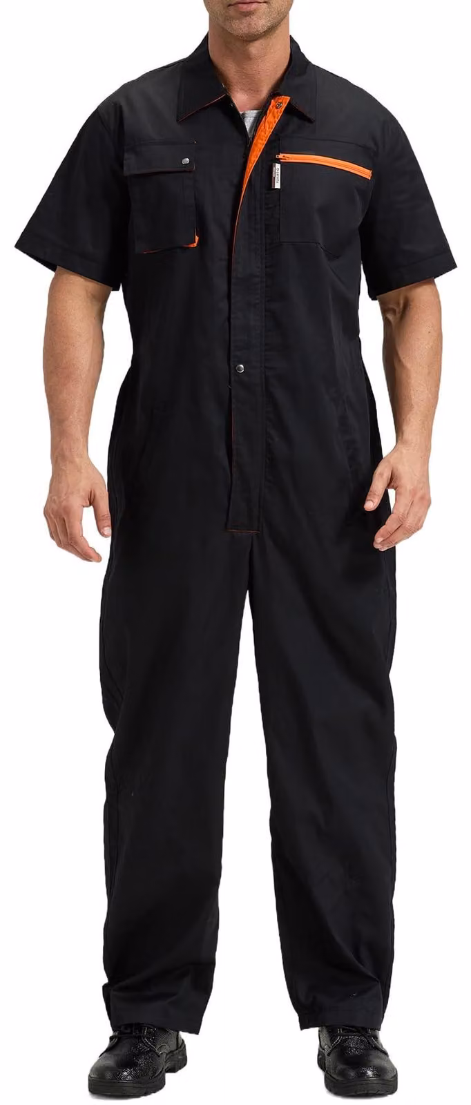 Tuta da lavoro a maniche corte da uomo - nera - abbigliamento da lavoro estivo