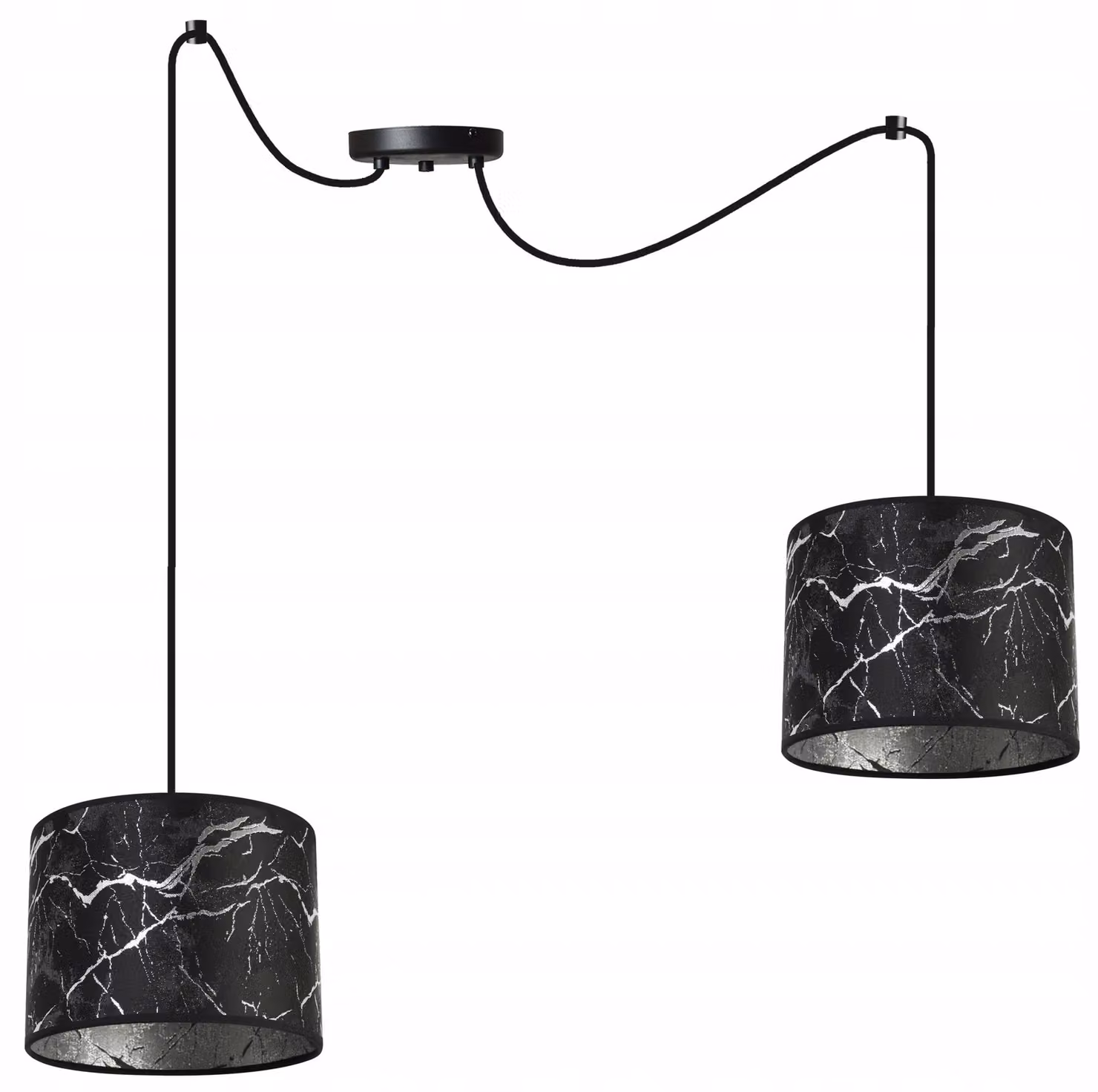 Lampada a sospensione Spider con motivo argentato – Lampada a sospensione moderna con paralume, lampada da soffitto per soggiorno e sala da pranzo