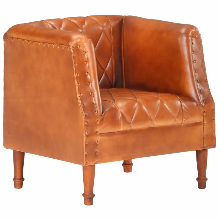 The Living Store Poltrona Marrone Vera pelle di capra