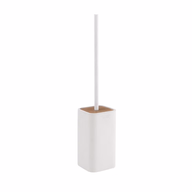 Scopino WC con ciuffo in setole d'appoggio in resina e bambù 1333 Gedy serie NINFEA Bianco Matt