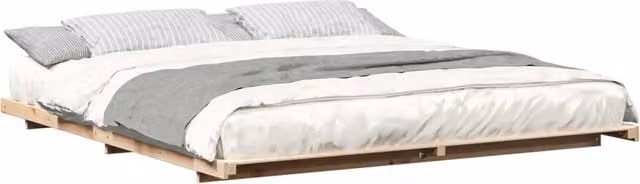 Letto matrimoniale per adulti in pino massello e materiali misti, colore marrone, L/P/H: 200 x 210 x 220 cm