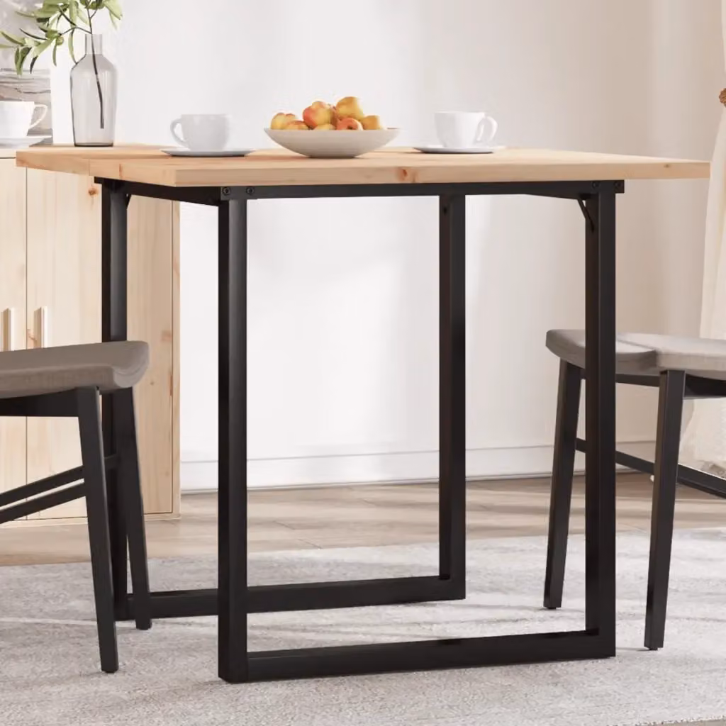 Tavolo da pranzo e da cucina quadrato in legno di pino e acciaio marrone con base a slitta L/P/H: 80 x 80 x 75,5 cm – 2