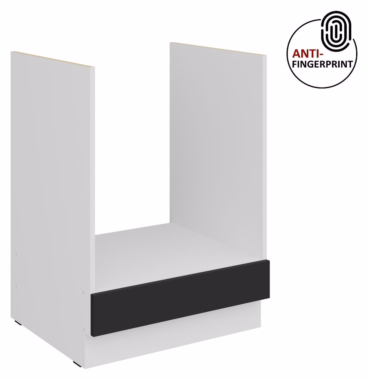 Mobile base da cucina da 60 cm, linea ARIA, nero ultra opaco + bianco opaco, frontali di alta qualità con rivestimento anti-impronta, cucina a incasso, blocco cucina