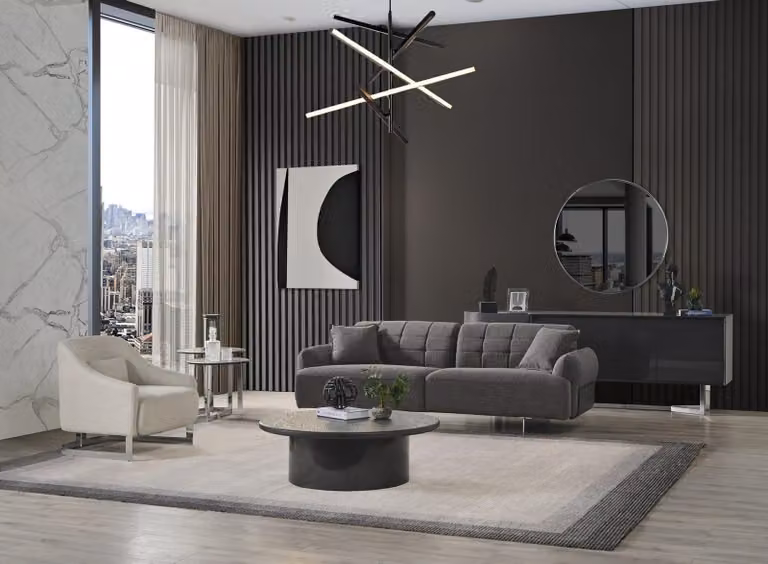 Couchen Polstersofa Grau Komplette Dreisitzer Sessel Modern 2tlg Sofas