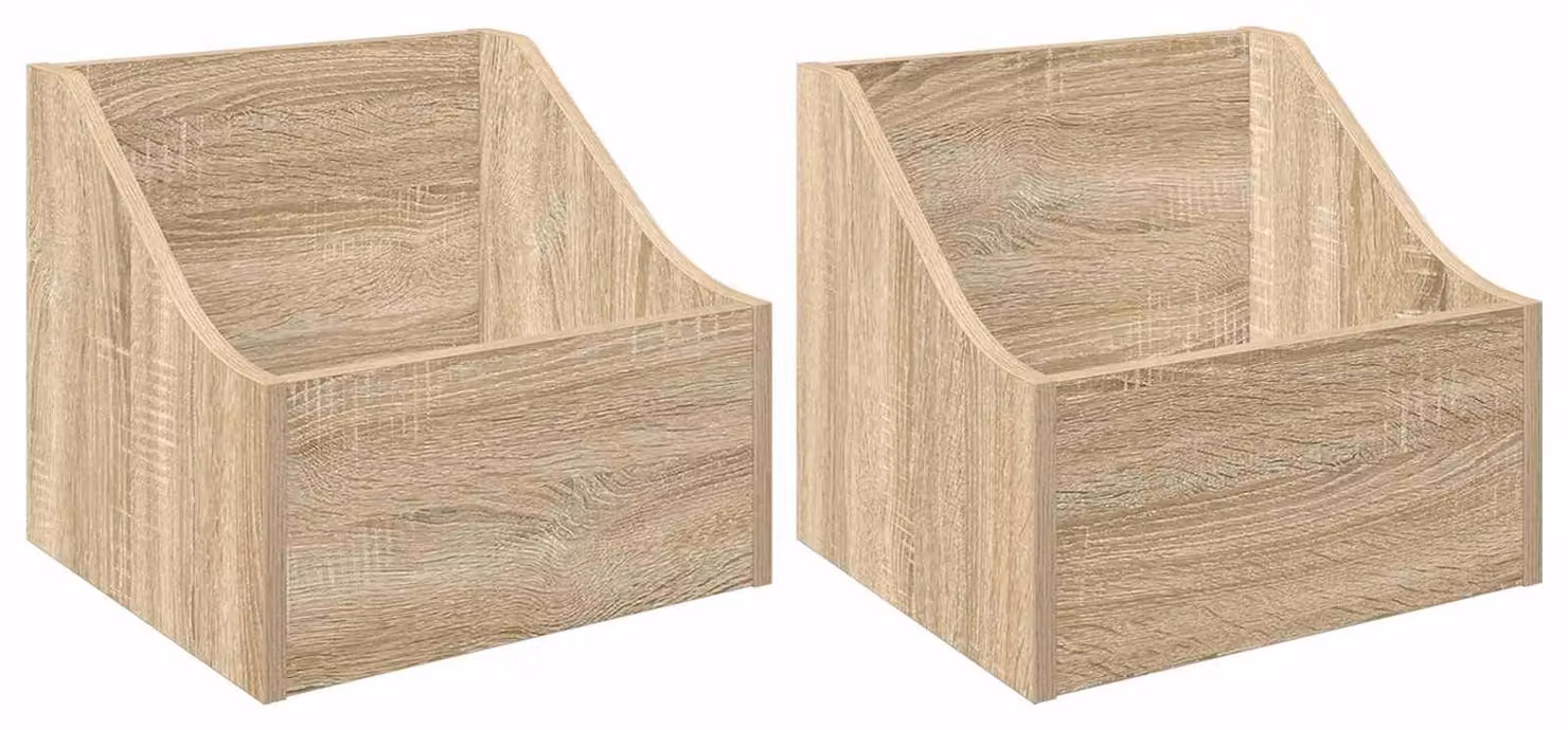 Scatola per dischi in vinile, 2 pezzi, legno impiallacciato in rovere Sonoma, dimensioni 37 x 33 x 32 cm