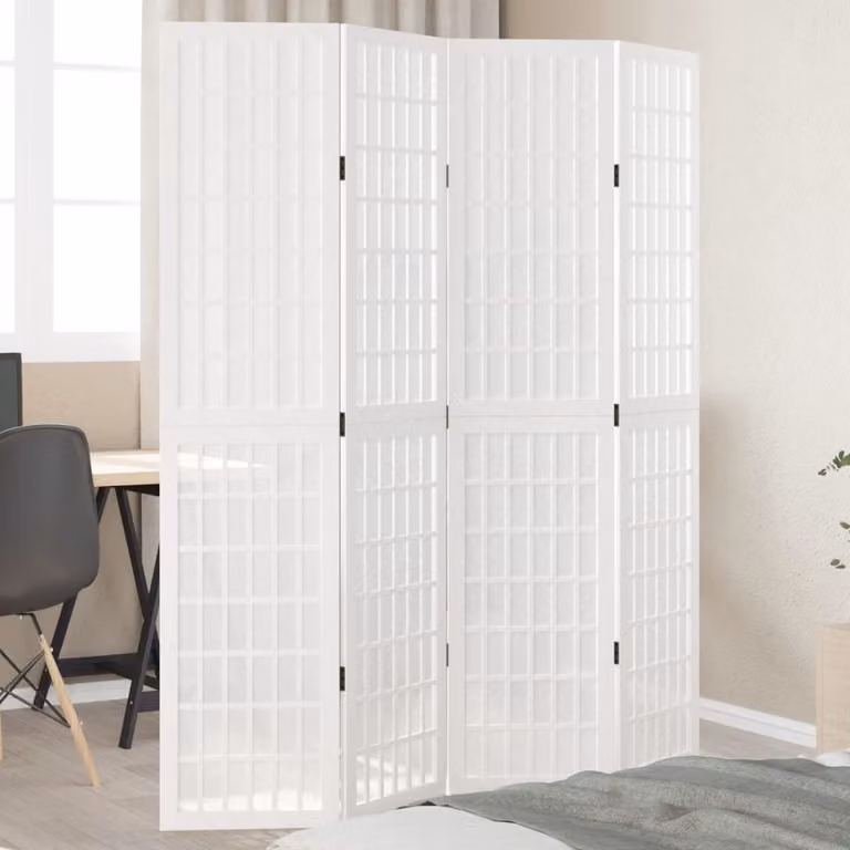 vidaXL Divisorio Ambienti 4 Pannelli in Legno Massello di Paulownia Bianco