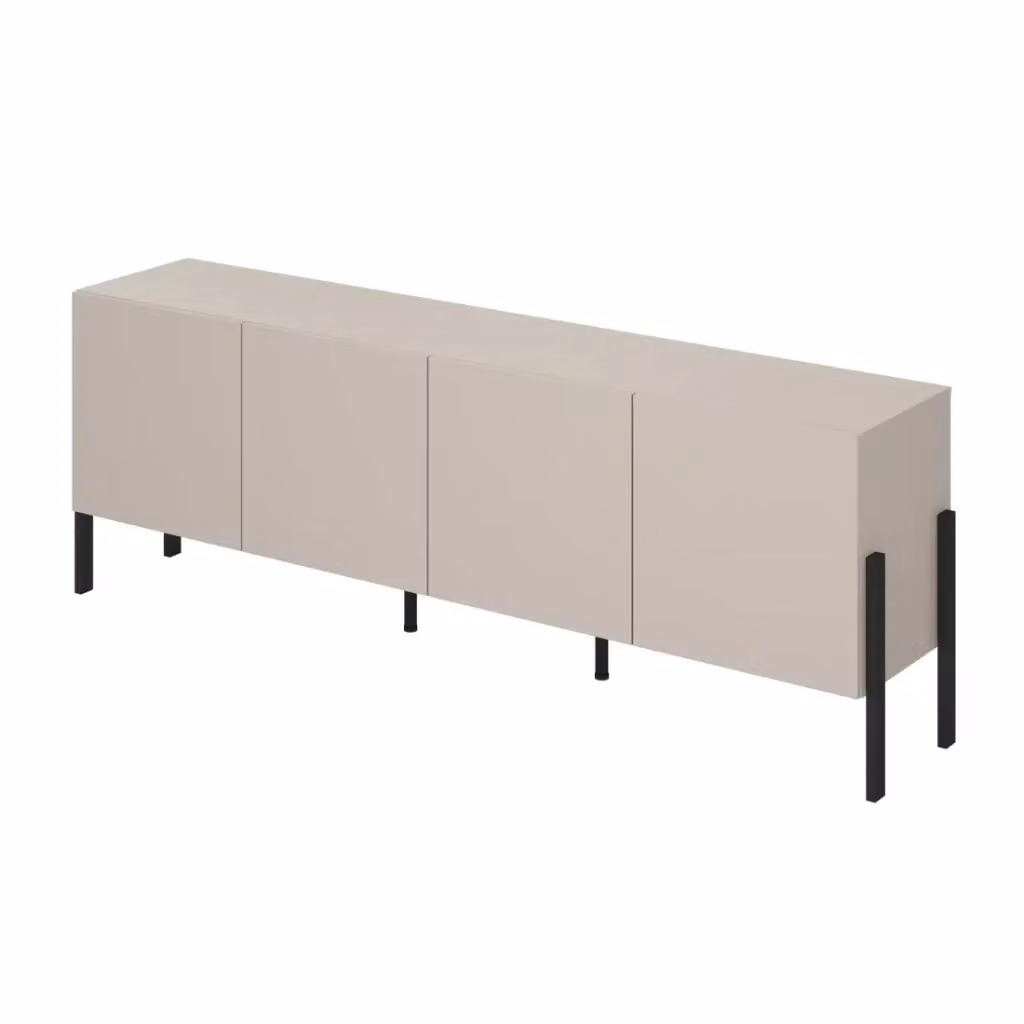 Set completo per soggiorno collezione SALMA Meublorama con buffet XL a 4 porte e armadio, beige e nero opaco – 2