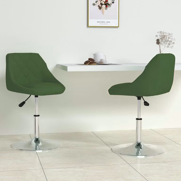 Set di 2 sedie da pranzo girevoli vidaXL in velluto verde scuro con design moderno