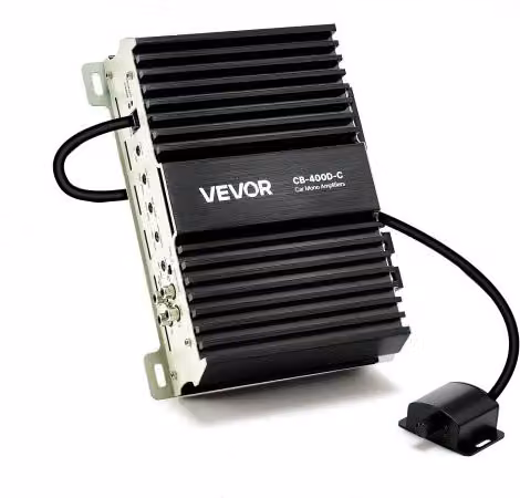 VEVOR Amplificatore Monoblocco per Auto Classe D da 400W Nero con Controllo Remoto del Subwoofer, Filtro Passa-Basso e Potenziamento Bassi