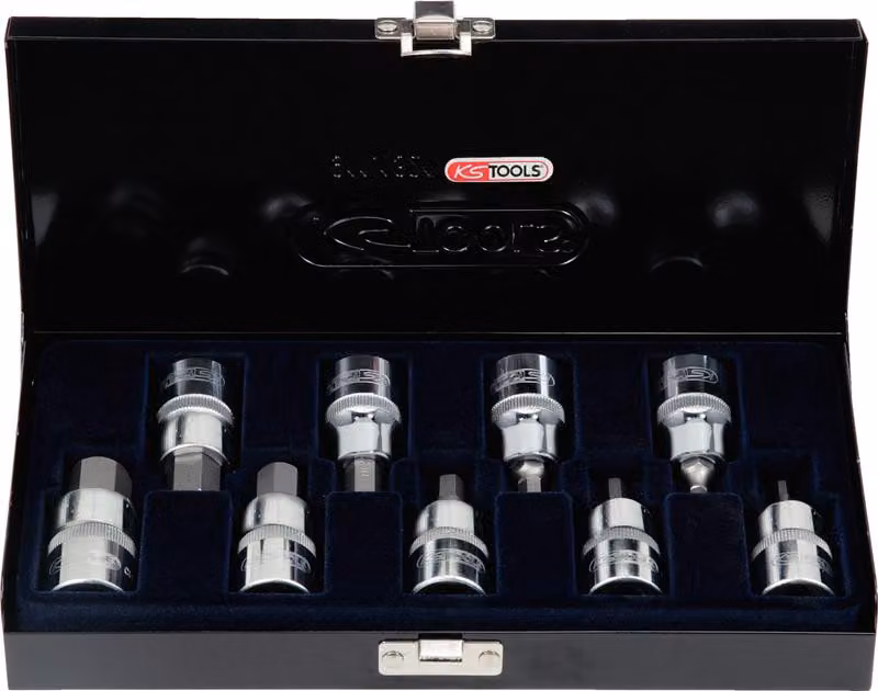 KS TOOLS 1/2" CHROMEplus set di bussole esagonali, 9 pezzi 4-17mm, corto ( 918.1330 )