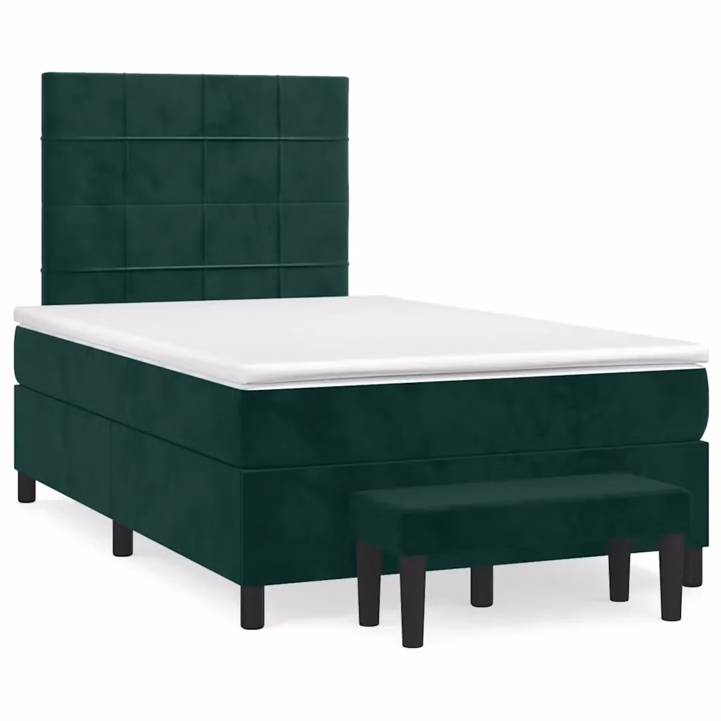 vidaXL Giroletto a Molle Ibrido con Materasso in Velluto Verde Scuro L/P/H: 200 x 120 cm – 2