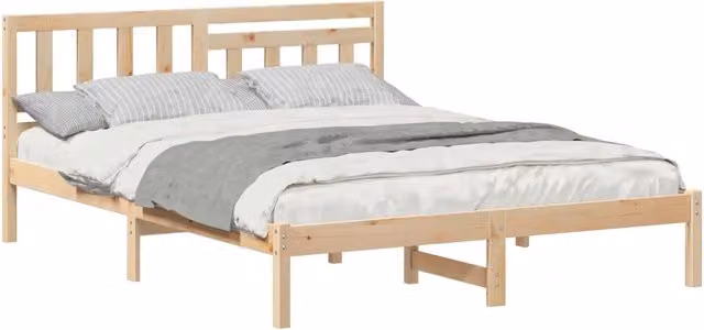Letto matrimoniale moderno in pino massello marrone L: 150 cm, P: 200 cm, H: 80.5 cm