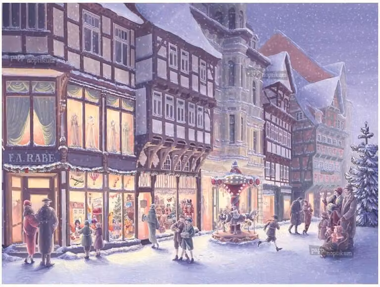 Passeggiata nel centro storico di Quedlinburg - Calendario dell'Avvento in carta 38x27 cm