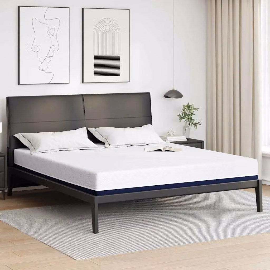 vidaXL Materasso con Gel Bianco e Blu in Tessuto Jacquard L: 180 cm, P: 200 cm