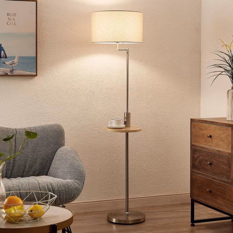 Lampada da terra Zinia Lindby, Alluminio / Grigio / Zincato, Soggiorno / Sala da pranzo, Metallo, Moderno, Lampada da terra