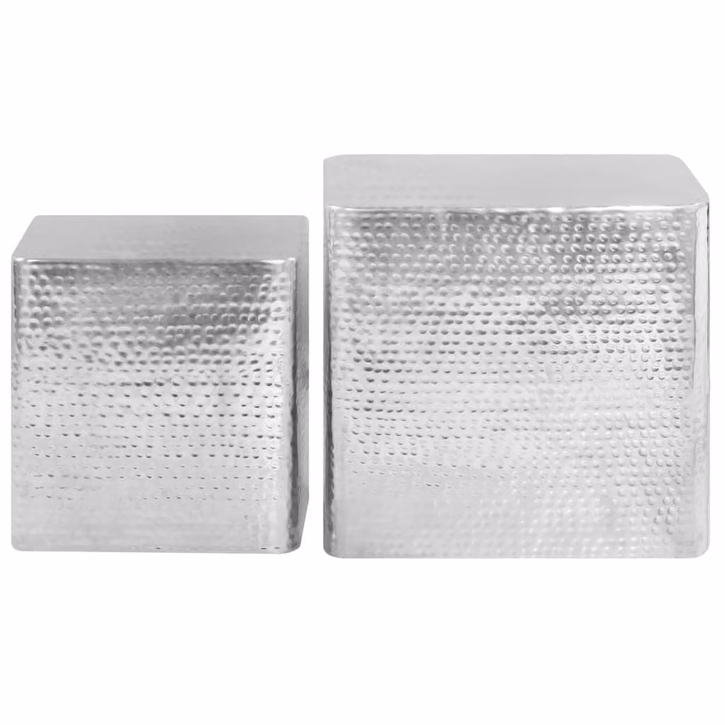 vidaXL Tavolini 2 pezzi alluminio argento