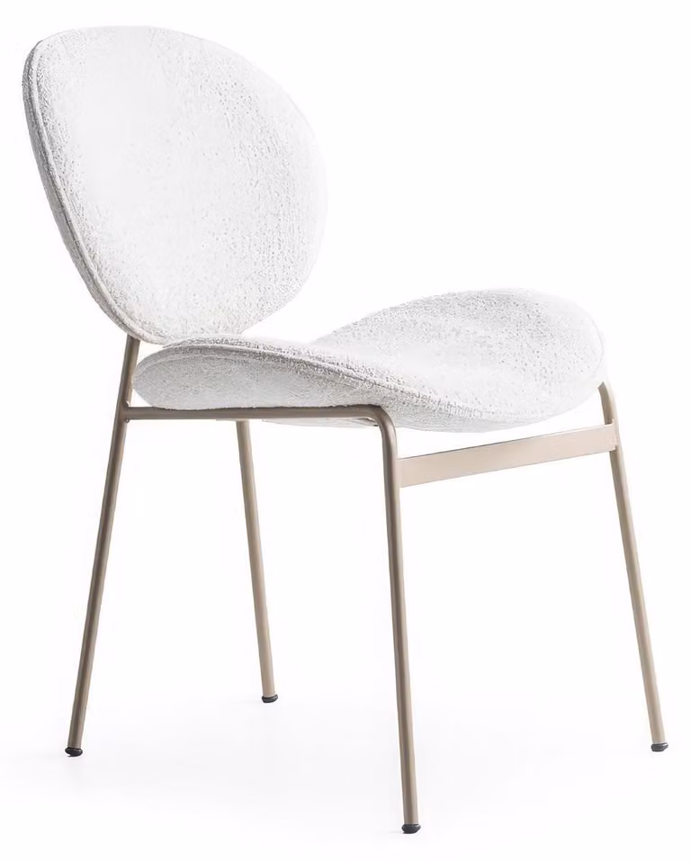 Sedia moderna, bianca e dorata, in metallo, per la sala da pranzo, imbottita, design innovativo, nuova