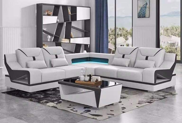 Ecksofa Sofa L-Form Weiß Designersofa Couch Polster Sofas Eck Couchen