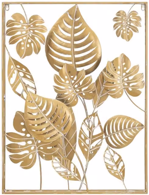 Pannello da muro decorativo Jungle GIORDANOSHOP in metallo oro, rettangolare, L: 60 cm, H: 80 cm, P: 1 cm