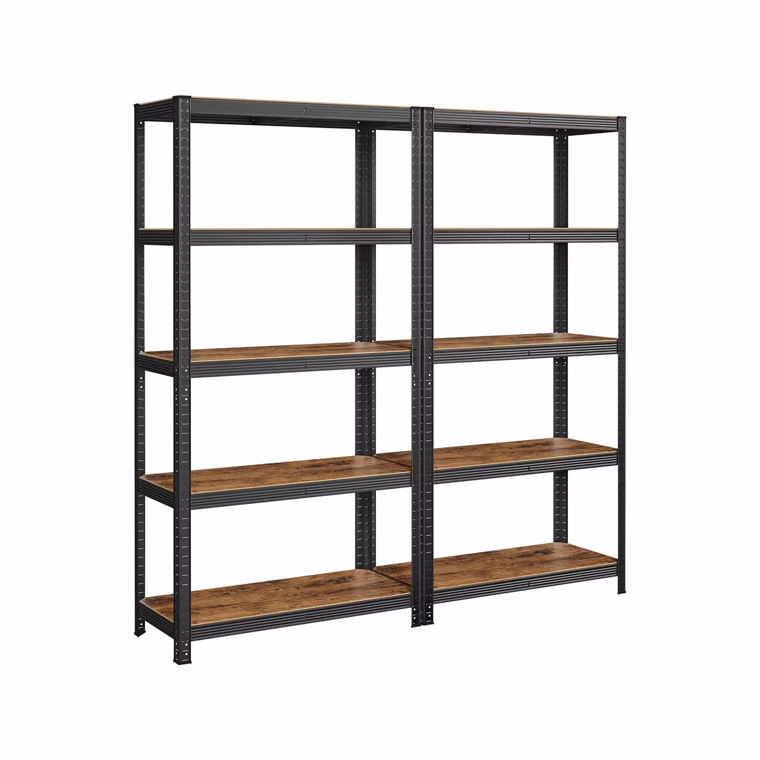 Scaffalatura a 5 Ripiani Regolabili per Garage, Nero / Set di 2（5 Ripiani）40 x 90 x 180 cm