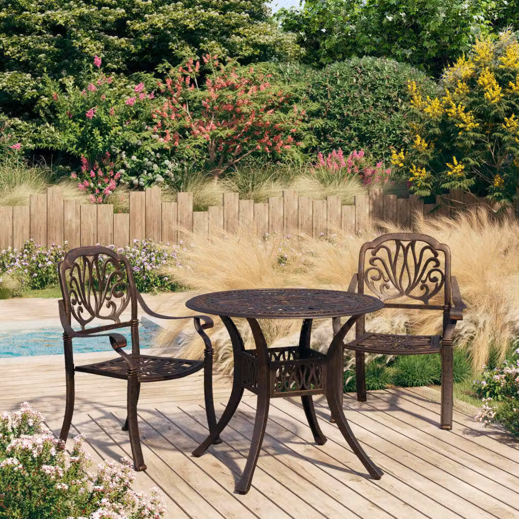 Maison Exclusive - Set da bistrot da 3 pezzi in fusione di alluminio color bronzo