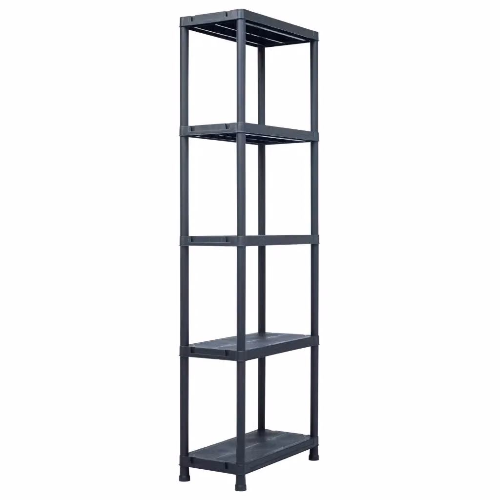 Set di 2 scaffali in plastica nera DESIGN IN, portata 125 kg, L/P/H: 60 x 30 x 180 cm – 2