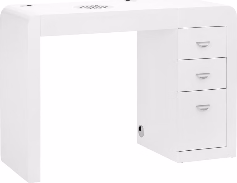 Scrivania cosmetica 312 con vassoio assorbente bianco a sinistra