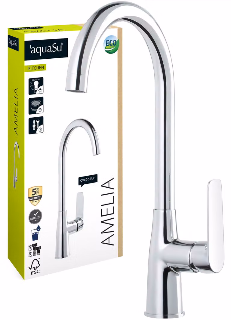 Miscelatore per lavabo con soffione a risparmio idrico, altezza del getto elevata, miscelatore monocomando, cromato, adatto per cucina e bagno