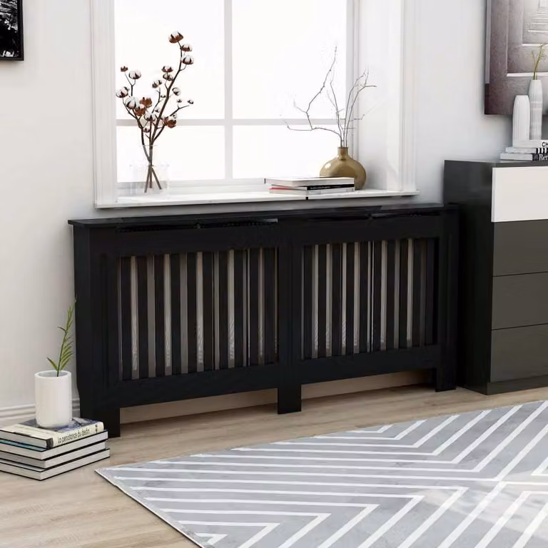 The Living Store Rivestimento per radiatori nero 172x19x81,5 cm MDF