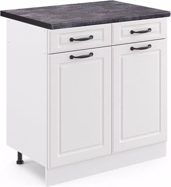 Mobiletto base per cucina R-Line Bianco rustico/Bianco 80 cm, PL Antracite Vicco