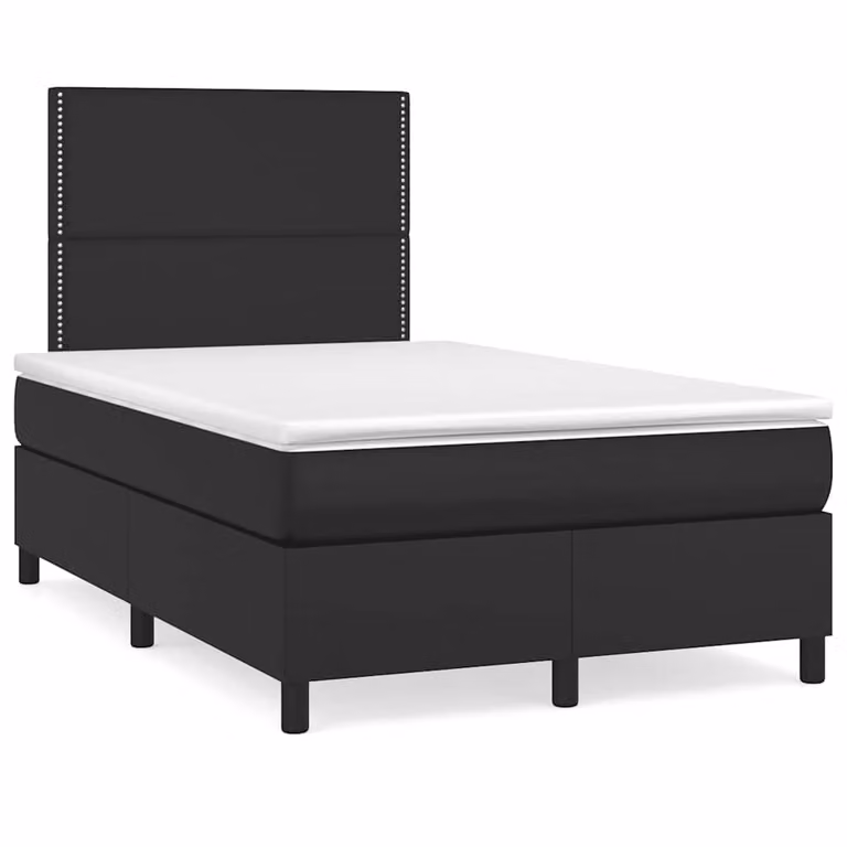 vidaXL Letto a Molle con Materasso, Illuminazione LED e Porte USB in Similpelle Nero L/P: 120 x 200 cm