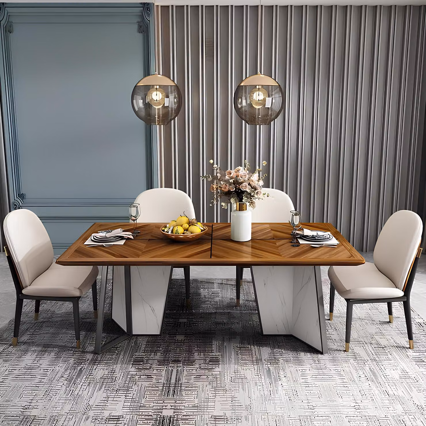 Ess Tisch Gruppe Sitz Wohn Zimmer Garnitur Tische Polster Holz Stuhl 6x Stühle
