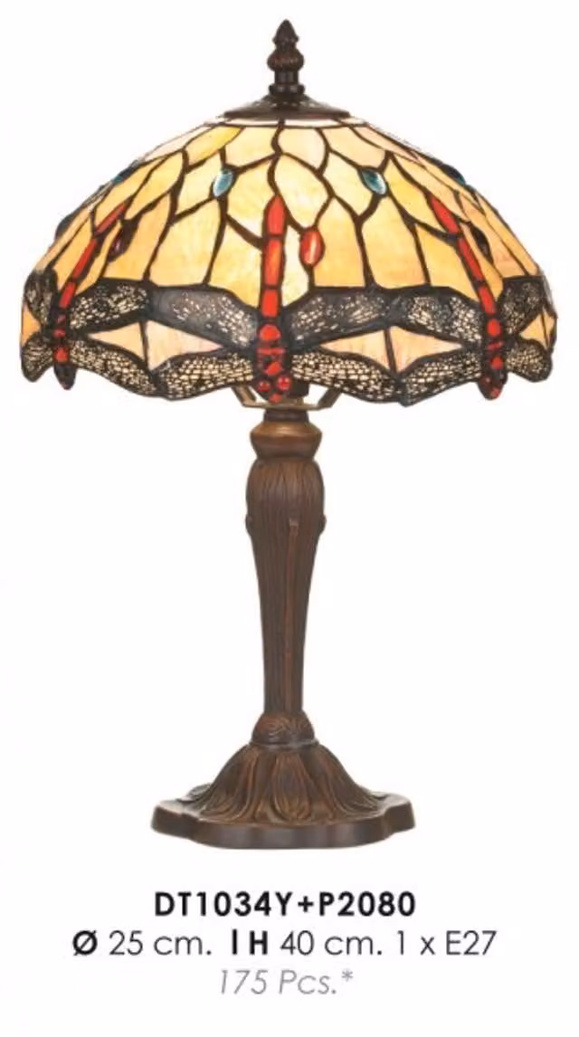 Casa Padrino Lampada sgabello Tiffany colorata Ø 25 x H. 40 cm - Lampada da tavolo Tiffany fatta a mano