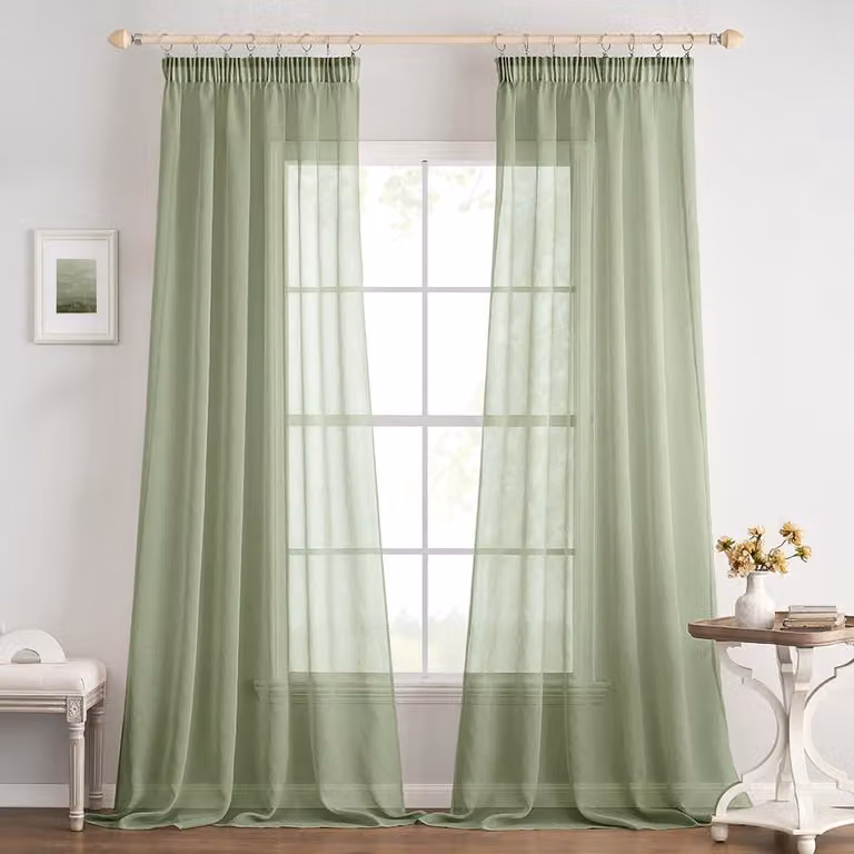 Set di 2 tende leggere in voile, con balze, dimensioni 140 x 225 cm
