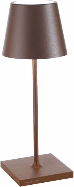 Lampada a LED da tavolo Zafferano Poldina Pro Mini Corten marrone ricaricabile e dimmerabile