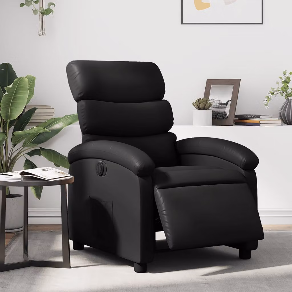 vidaXL Poltrona Reclinabile Elettrica Nera in Similpelle con Braccioli – 1