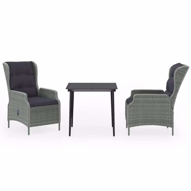 Set da Pranzo da Giardino 3 pz Grigio Chiaro