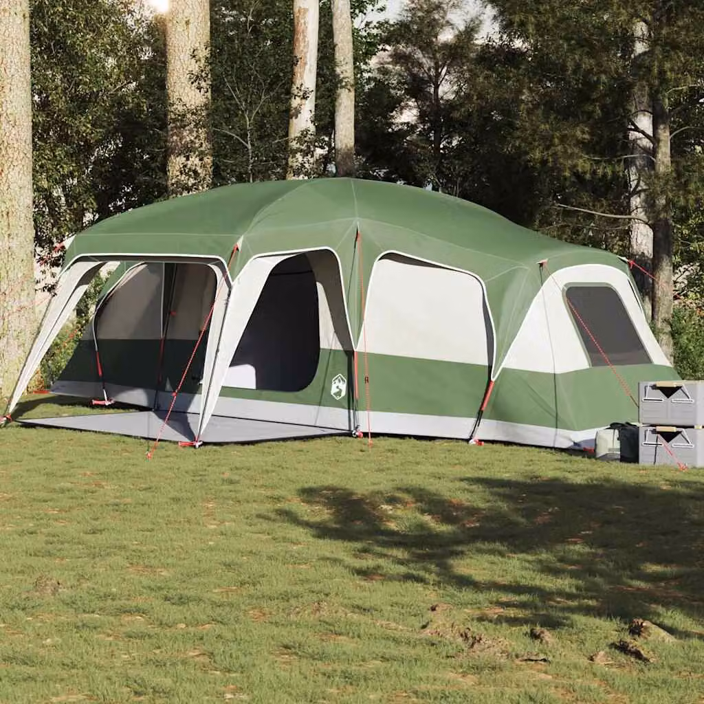 Tenda da Campeggio con Portico a Cupola vidaXL per 9 Persone, Impermeabile, Verde