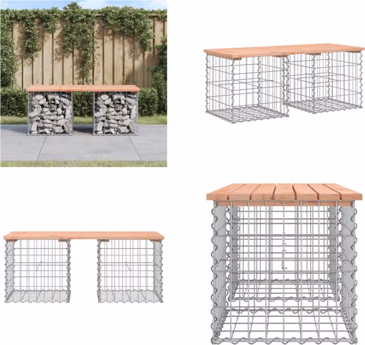 vidaXL Panca da giardino Gabion 103x44x42 cm in legno massiccio di abete Douglas - Panca da giardino - Panche da giardino - Panca da esterno - Panca da esterno