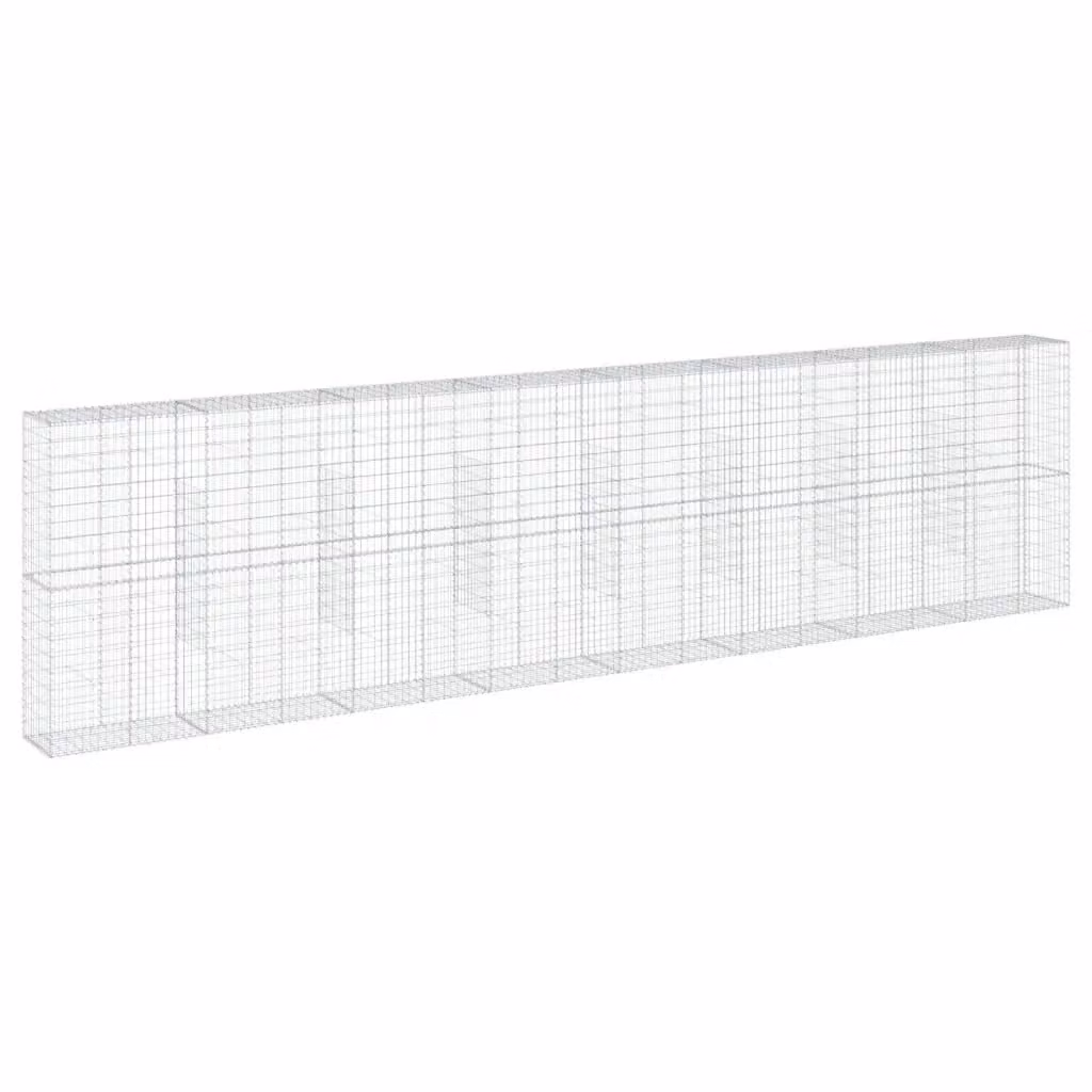 vidaXL Cesto Gabbione con Copertura in Ferro Zincato Argento L: 800 cm, P: 50 cm, H: 200 cm – 2