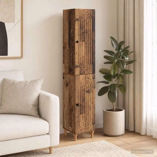 Set di 2 armadi moderni vidaXL in legno marrone con illuminazione LED per soggiorno L/P/H: 90,0 x 34,5 x 33,0 cm – 1