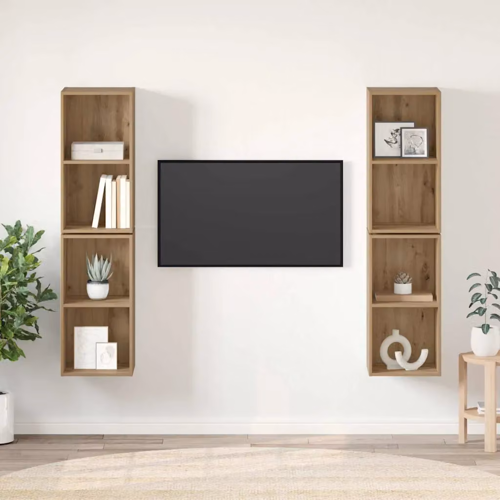 Set mobile TV 4 pezzi vidaXL in rovere artigianale marrone, L/P/H: 37 x 37 x 72 cm – 1